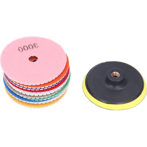 Lot de 11 disques abrasifs diamantés pour le polissage de la pierre, du carrelage et de la céramique, avec support. (1/5)
