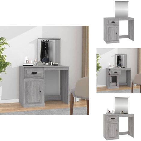 Schminktisch mit Spiegel Grau Sonoma 90x50x132,5 cm - Schminktisch - Kosmetiktisch - Grau - Sonoma - Badezimmermöbel (1/5)