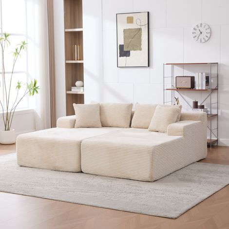 Sofa modulare in tessuto chenille, riempito con schiuma ad alta elasticità 30D. Facile da spostare e con fondo antiscivolo, ideale per soggiorni e altri ambienti. IVORY (1/5)