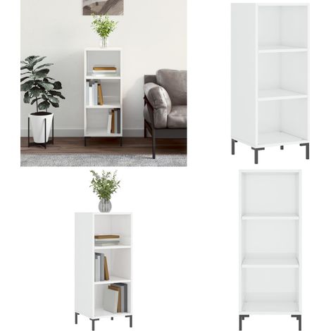 Sideboard Hochglanz-Weiß 34,5x32,5x90 cm Holzwerkstoff - Schreibtisch - Wohnzimmermöbel - Sideboard - Regal - Weißer Schrank - Home & Living (1/5)