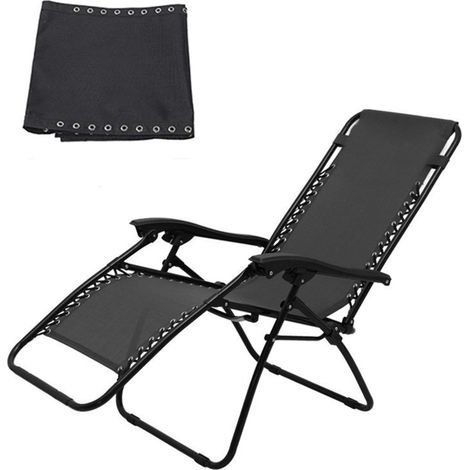 Housse de mobilier de jardin en toile pour transat - Tissu de rechange universel respirant et durable pour transat (toile seule) - Tissu noir 160 x 43 cm - RAPANDA