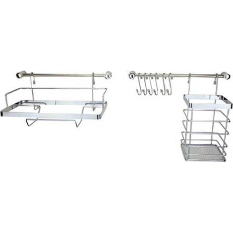 Ringhiera da cucina, 10 pezzi, Metlex MX-4540, argento