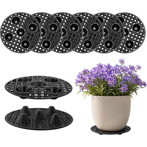 Lot de 8 soucoupes rondes en plastique de 30 cm, grille de drainage (1/5)