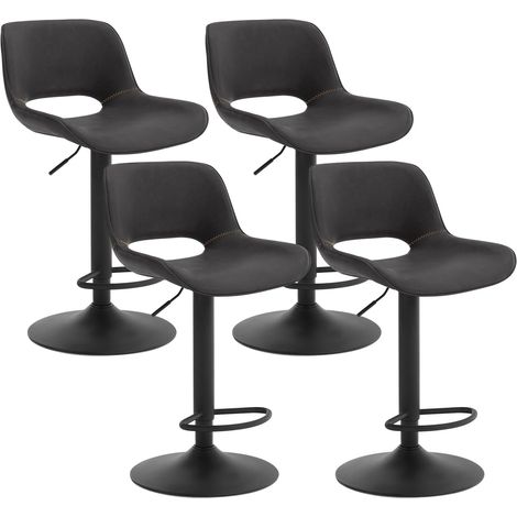 WOLTU 4x Sgabelli da Cucina. Sgabelli Girevoli e Regolabili in Altezza con Poggiapiedi. Sgabelli Alti Rivestiti in Similpelle con Schienale per Bar. Cucina e Caffetteria.Antracite