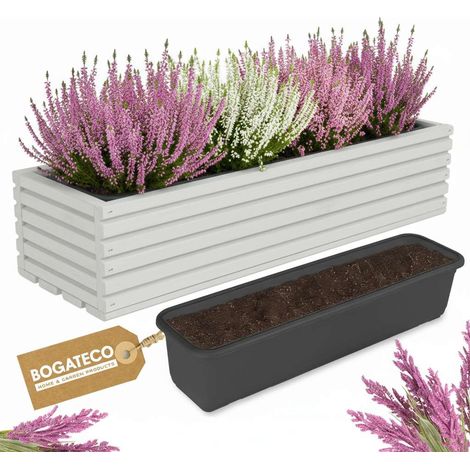 Jardinière Bois Bogateco 64x20x14 cm avec Bac Beige Clair (1/5)