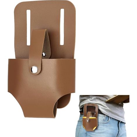 1 support de ruban à mesurer en cuir synthétique - 19,8 x 12,8 cm - Taille compacte - Pour la construction, le charpentier, le bricolage, le travail en plein air et la réparation à domicile (1/5)
