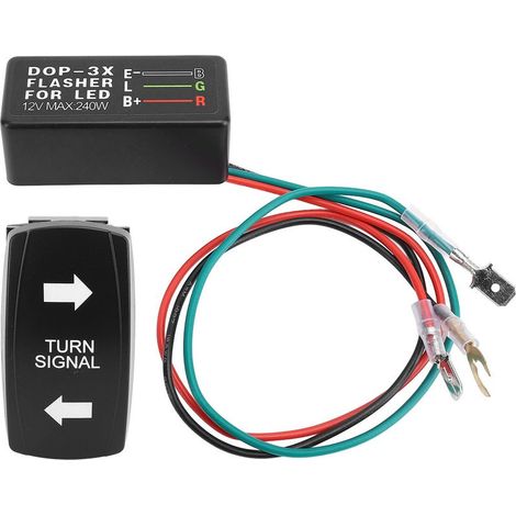 Interrupteur à bascule avec clignotant LED vert, pour ATV, UTV, RV, véhicule tout-terrain, pick-up, tracteur, bateau, moto, DC12-24V (1/5)