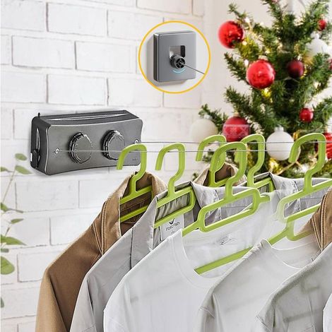 Dieser unsichtbare und einziehbare Wäscheständer ermöglicht das Trocknen von Wäsche ohne Bohren und ist daher ideal für Balkone. (1/4)