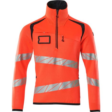 Mascot Strickpullover mit kurzem Reißverschluss M hi-vis rot/schwarzblau (1/4)