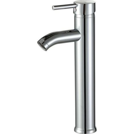 Tigrezy Hocharmatur für Badezimmerwaschbecken oder -becken, verstellbare Warm- und Kaltwasser-Mischbatterie, verchromtes Messing (Silbergrau) (1/4)