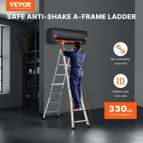 Échelle télescopique à cadre en A, échelle extensible compacte en aluminium, 4000 mm, échelle de camping-car pliable portable multi… (1/5)