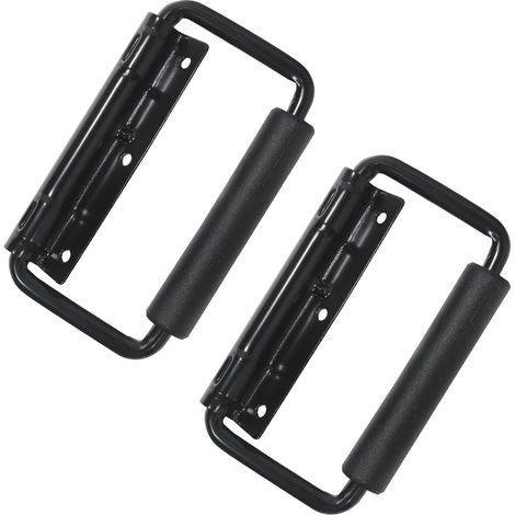 HMF 14991-02 Klappgriff 2er Set, lackierter Stahl, Gefedert, 3-Loch, 13 x 7,8 cm, schwarz (1/4)