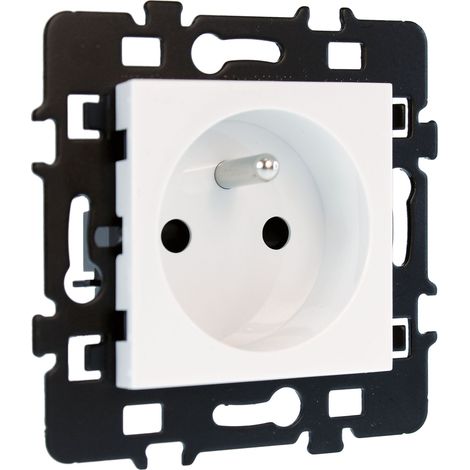 Prise 2P+T + enjoliveur connexion H/B (réno) sans griffes (1/2)