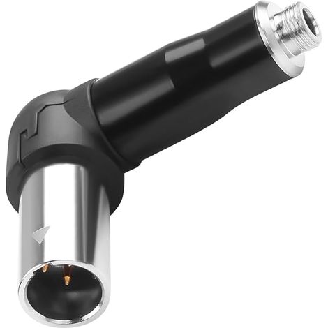 3.5mm TRS Lock to Mini XLR 90° Angle Locking Headset Connector TRS Female 1/8 to Mini XLR Male 3 Pin Balanced Audio Adapter, Right Angle Adjustable (1/5)