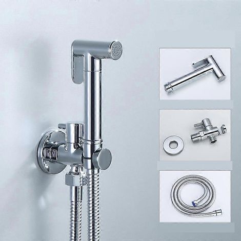 Ensemble d'accessoires pour bidet et WC à main en laiton, robinet de bidet noir, douche à jet d'eau pour salle de bain (1/4)
