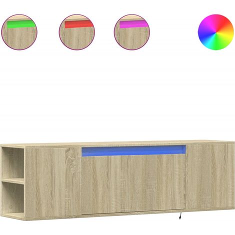 Mobile TV Armadietto TV Mobile Porta TV a Parete con Luci LED Rovere Sonoma 135x31x39,5 cm (1/5)