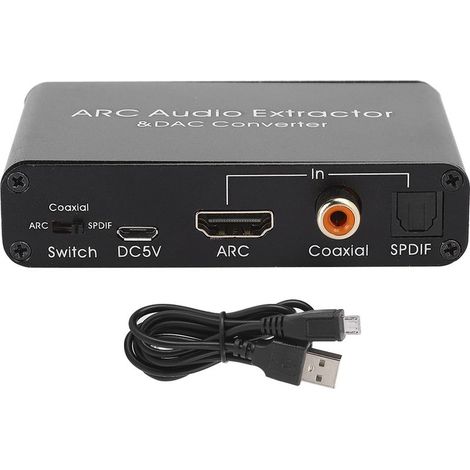 Décodeur audio HDMI, sortie analogique, fibre optique coaxiale vers RCA 3,5 mm (1/4)