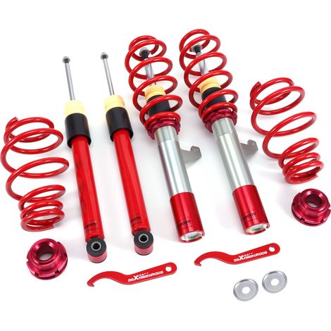 Maxpeedingrods – Amortisseurs combinés filetés pour VW Golf 5 VI Audi A3 8P 2003-2012 – Hauteur réglable 30-75 mm avant et 30-65 mm arrière – Double tube