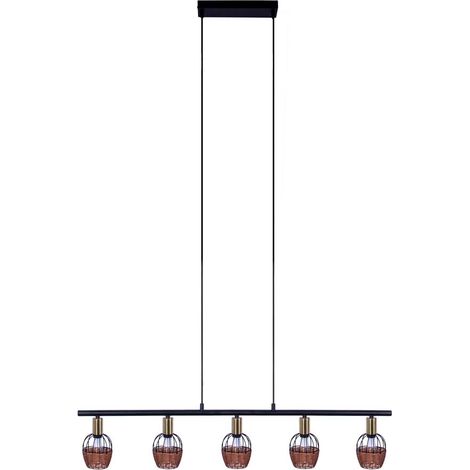 Pendelleuchte Hängelampe Wohnzimmerleuchte schwarz natur Küchenlampe H 120 cm
