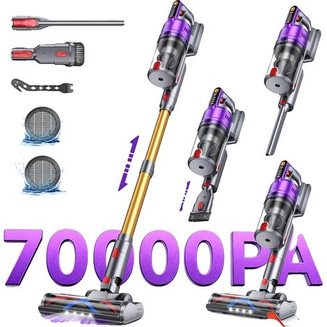 Aspirapolvere senza fili, potenza 680W, filtro HEPA, autonomia della batteria 75 minuti, capacità del contenitore della polvere 1-2 litri, tensione 110V-240V. (1/5)