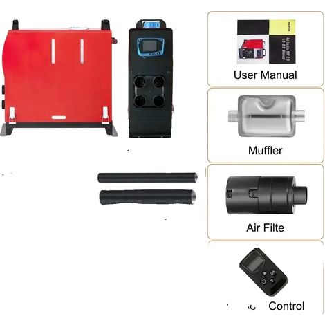 Chauffage de stationnement diesel, appareil de chauffage efficace, télécommande LCD, 5KW Écran LCD Bleu 4 Trous (1/2)