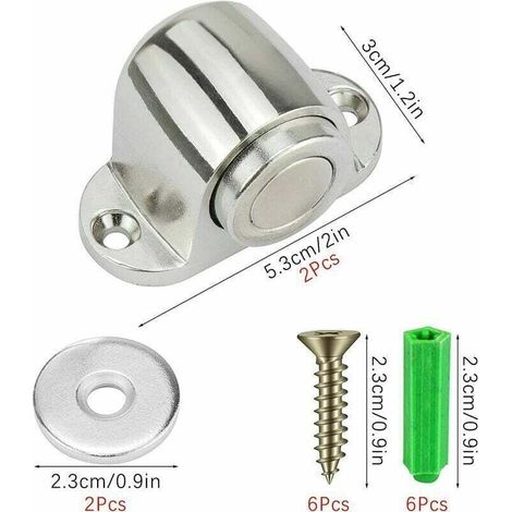 Set di 2 fermaporta magnetici in acciaio inox con fissaggio a vite, senza bisogno di forzare o urtare le pareti. (1/4)