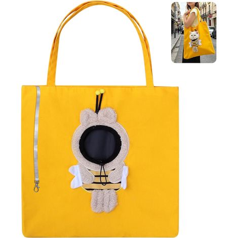 Sac De Transport pour Chien Et Chat, Sac À Dos Bandoulière Jaune Respirant avec Tête Dehors, pour Petit Animal De Compagnie, Voyage Extérieur, Taille M
