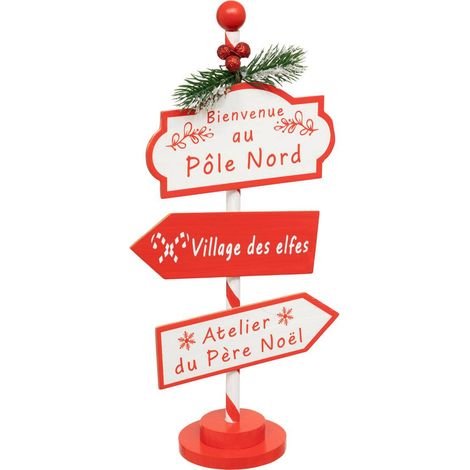 Cartello rosso del polo nord h30 - Feeric lights & christmas