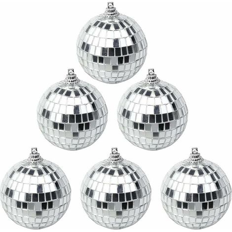 6 Pièces Argent Boule à Facettes Disco Miroir Boule Disco, Disco Ball pour Disco Fever Années 70, Décoration à Suspendre, Boule Pailletée, pour Fête, Carnaval,- Lefou (1/5)