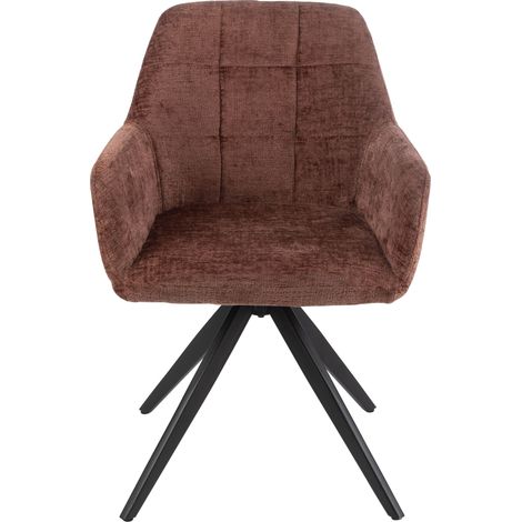 Fauteuil repas 58x56,5x85 cm en tissu marron et métal - LOUKS (1/5)