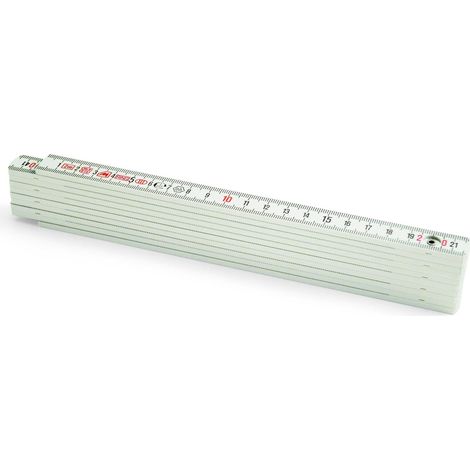 Metrica 18012 Fibra di Vetro, 2m, Decimali Rossi, Bianco