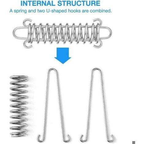 Tendeur Ressort - Acier Inoxydable - Pour Voile Ombrage Bâche Tente - 12 x 3,5 cm - Lot de 10 (1/5)