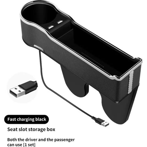 -1 Avec porte-gobelet pour téléphone, boîte de rangement multifonctionnelle pour siège auto, charge rapide USB QC3.0, organiseur de poche (1/4)