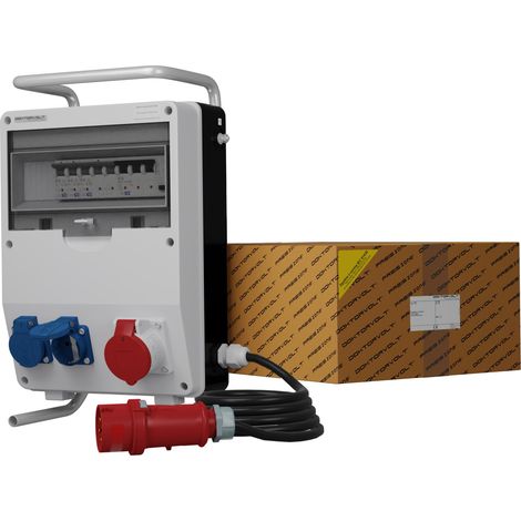 Tableau électrique de chantier sur pied avec câble TD-S/FI SKHU 16 A 2x230 V Schuko DV-0120-D (1/3)