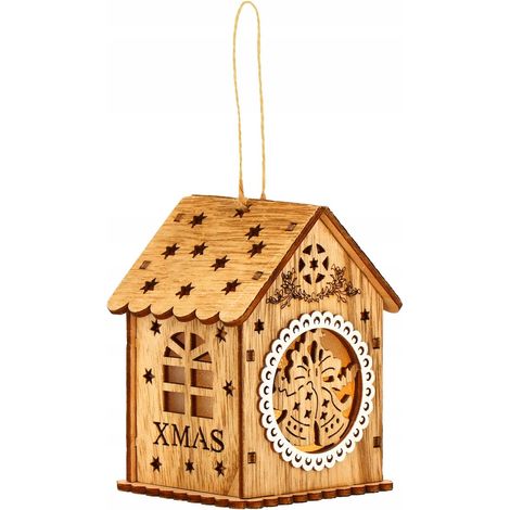 PENDENTE ALBERO DI NATALE CASA PER L'ALBERO DI NATALE LUMINOSA PALLINA DI LEGNO LED