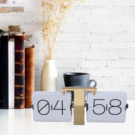 Klassische automatische Klappuhr – Goldfarbenes Gehäuse, 24-Stunden-Zeiteinstellung per Knopfdruck, glatte Oberfläche aus PVC und Edelstahl – große Ziffern für Wohnzimmer oder Büro