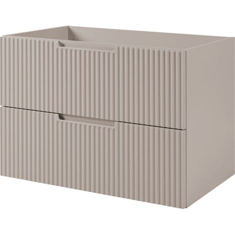Meuble vasque, Chêne Craft + poignée noire, 80 × 77 × 46 cm + Plan de travail, pieds noirs (1/5)