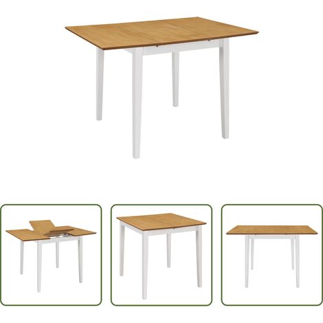 Weißer Esstisch - Esstisch Ausziehbar Weiß (80-120)x80x74 cm MDF (1/5)