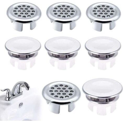8 Pièces Couvercle de Trop-Plein pour Lavabo, Anneau de Trop-Plein de Rechange, Trop Plein D'Évier, Anneau de Débordement D'évier, Anneau Trop-Plein Lavabo, Trop Plein Bouchon