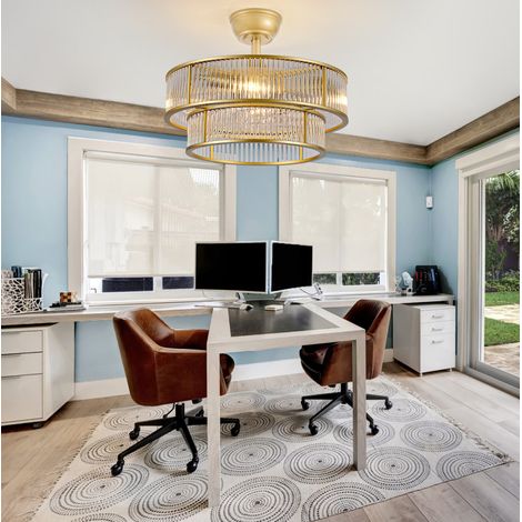 Ventilateur de plafond lumineux cristal 50 cm, pales ABS, contrôle App/télécommande, or