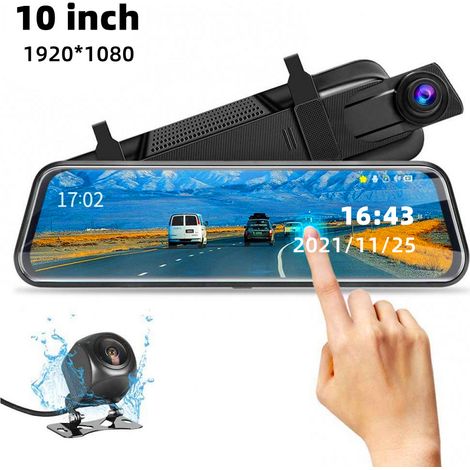 Upgrade der 10-Zoll-Spiegel-Dashcam vorne und hinten, Nachtsicht, 1080P, FHD-Voll-Touchscreen, Rückfahrkamera, Auto-Recorder mit Loop-Aufnahme, G-Sensor, Parkmonitor (1/4)