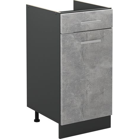Küchenunterschrank R-Line, Beton/Anthrazit, 40 cm ohne Arbeitsplatte, Vicco