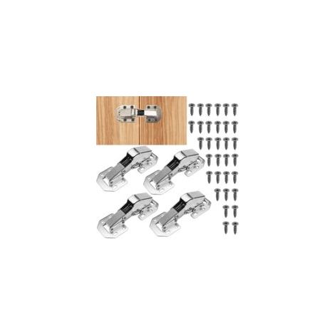 4 Pièces Charniere Porte Placard avec Amortisseur, Charniere Invisible Porte Placard, 90 Degré Charnière Porte Placard, Charniere Porte Cuisine 113×43mm avec 32 Vis, pour Armoires de Porte Cuisine (1/5)