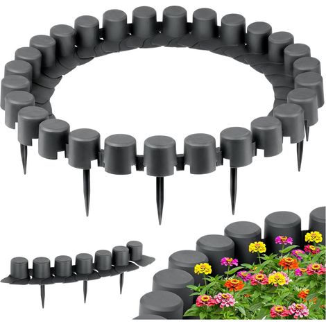4x Valla de jardín gris tipo palisada para bordillo de césped de 220 cm (1/5)