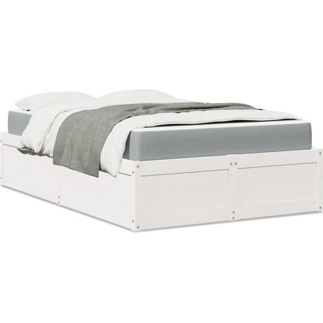 Cama con colchón madera maciza de pino blanco 140x190 cm vidaXL (1/5)