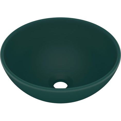 Lavabo rotondo di lusso per bagno lavabo da appoggio lavabo interno per cabina cosmetica 32,5 x 14 cm ceramica verde scuro opaco 020002712