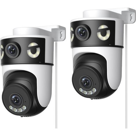 Reobiux Lot de 2 Caméras de Surveillance WiFi Extérieures avec Double Objectif 2K, Vision Nocturne Couleur, Détection de Mouvement, Audio Bidirectionnel, Stockage SD/Cloud (1/5)