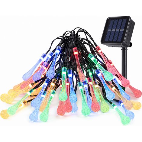 Guirlande Lumineuse Solaire LED Multicolore Goutte pour Jardin Extérieur, 30 Lampes (1/5)