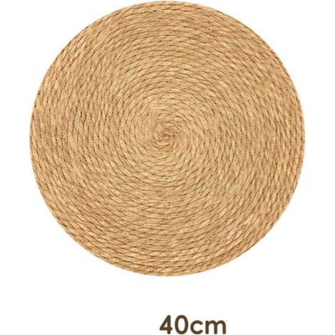 Elle – Tapis jute résistant aux intempéries – 40 cm rond – Pour terrasses et jardins – Résistant aux UV et à l'usure