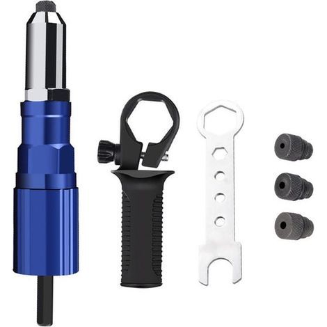 Adapter for electric riveting tool, compatible with cordless drills and rivet nuts. (1/5)